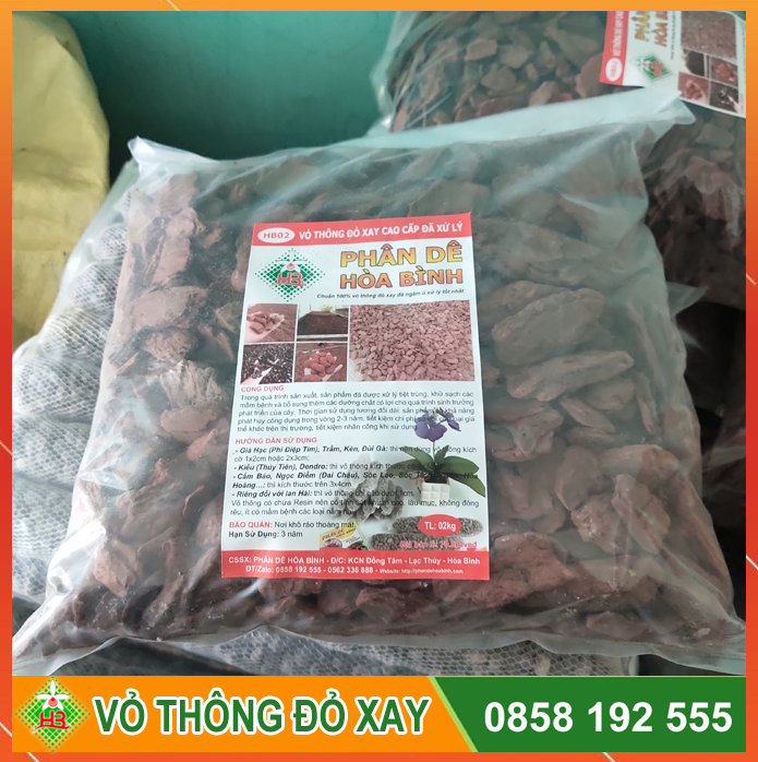 Vỏ thông đỏ xay đã xử lý túi 2kg Combo 6kg