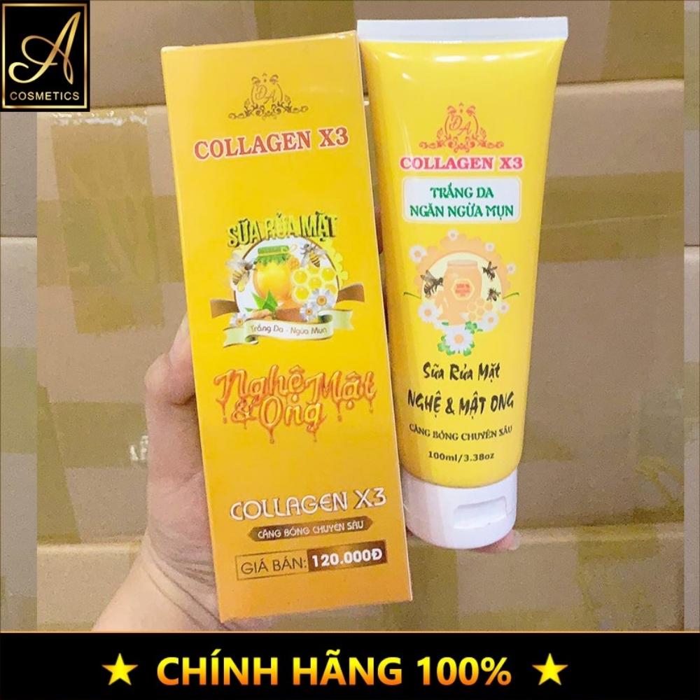 Sữa Rửa Mặt Sáng Da, Ngừa Mụn Tinh Chất Nghệ - Mật Ong Collagen X3 Đông Anh 100ml
