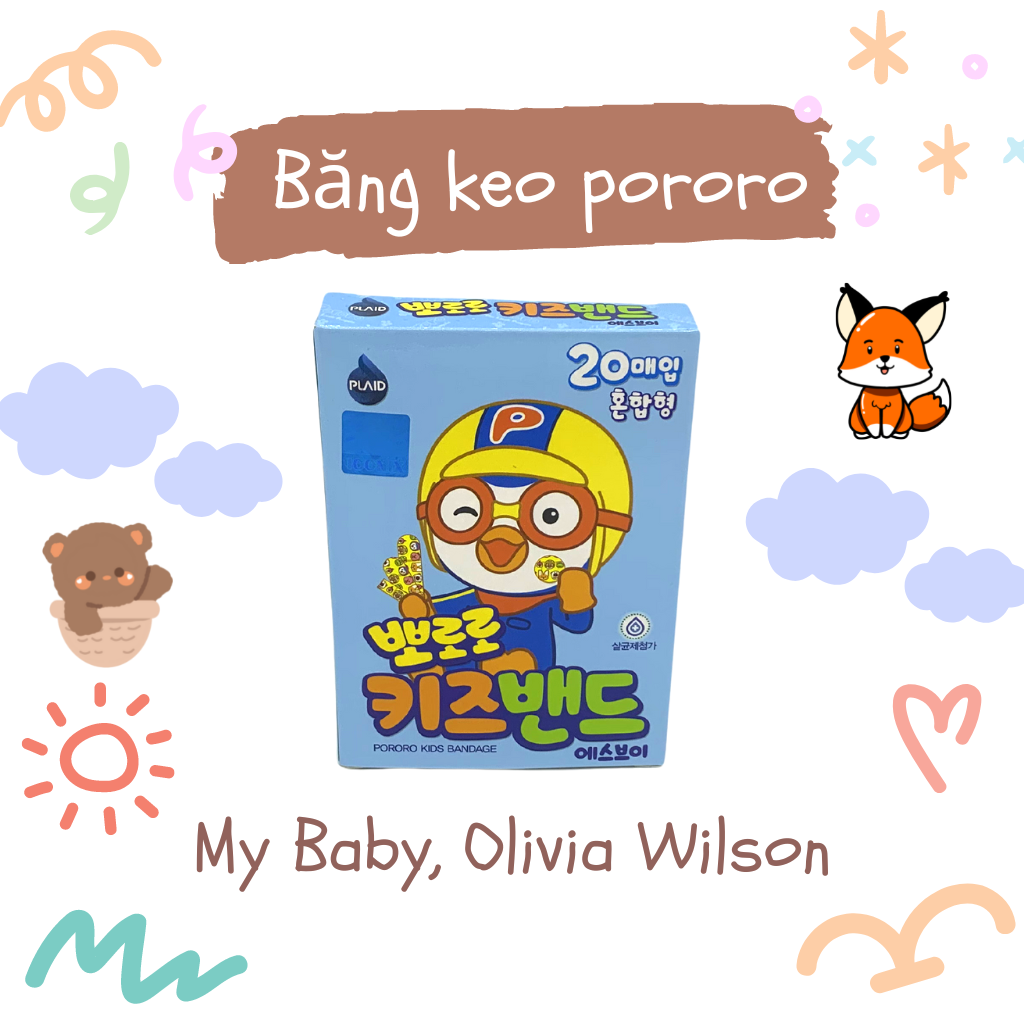 Băng Keo Cá Nhân Kids Band Young Chemical Vina 1 Hộp 4 Size 20 Miếng hình pororo đáng yêu cho bé và cả gia đình