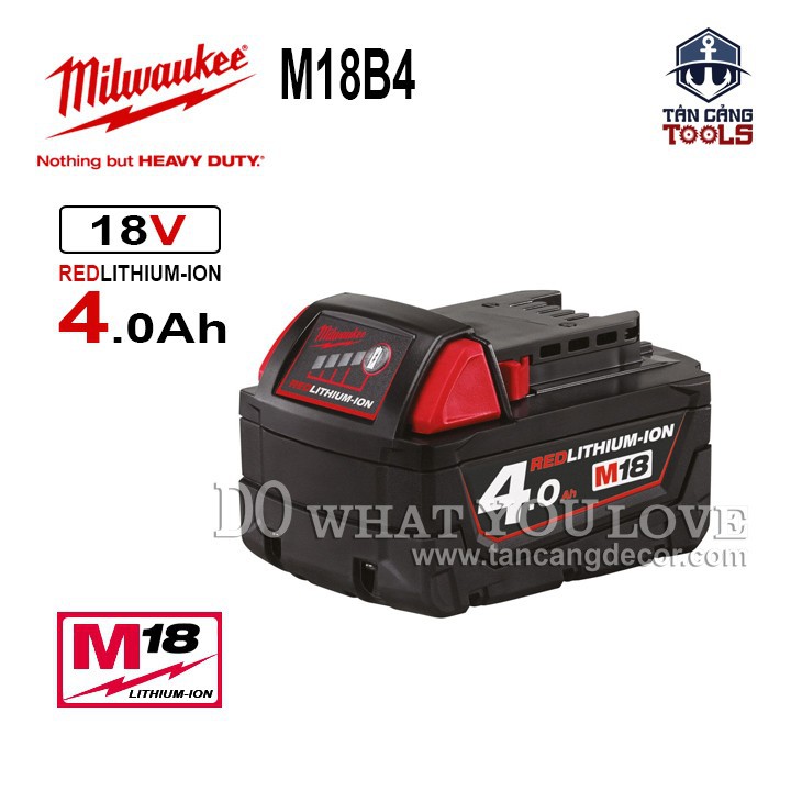Pin 18v 4.0ah milwaukee m18b4 redlithium-ion