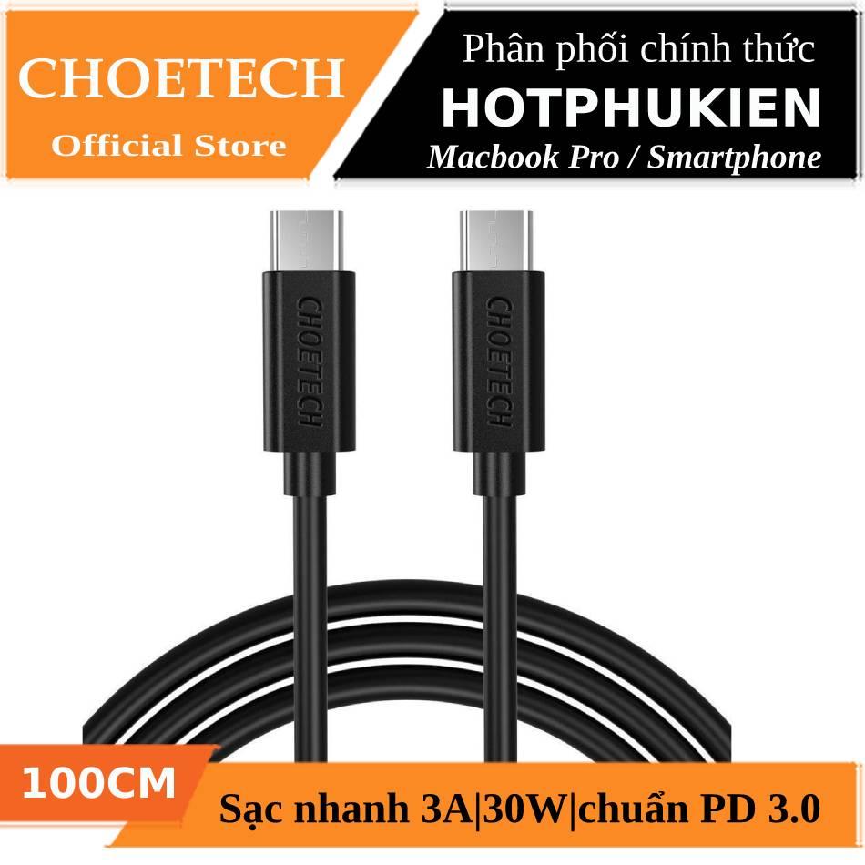 Dây cáp sạc nhanh type-c truyền data tốc độ cao choetech cc002 type c to type c pd cho smartphone / tablet / macbook / laptop type c - phân phối bởi hotpukien