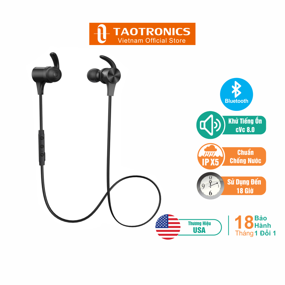 Tai nghe bluetooth taotronics khử ồn, chống nước tt-bh064/ tt-bh07s - độc quyền chính hãng