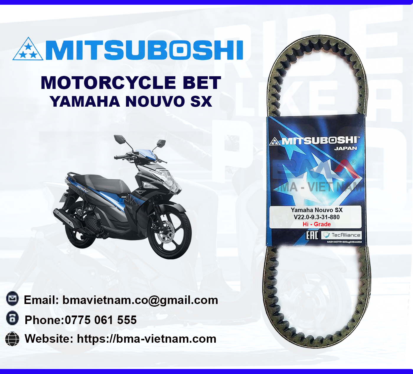 Dây curoa Mitsuboshi cho xe Yamaha Nouvo SX