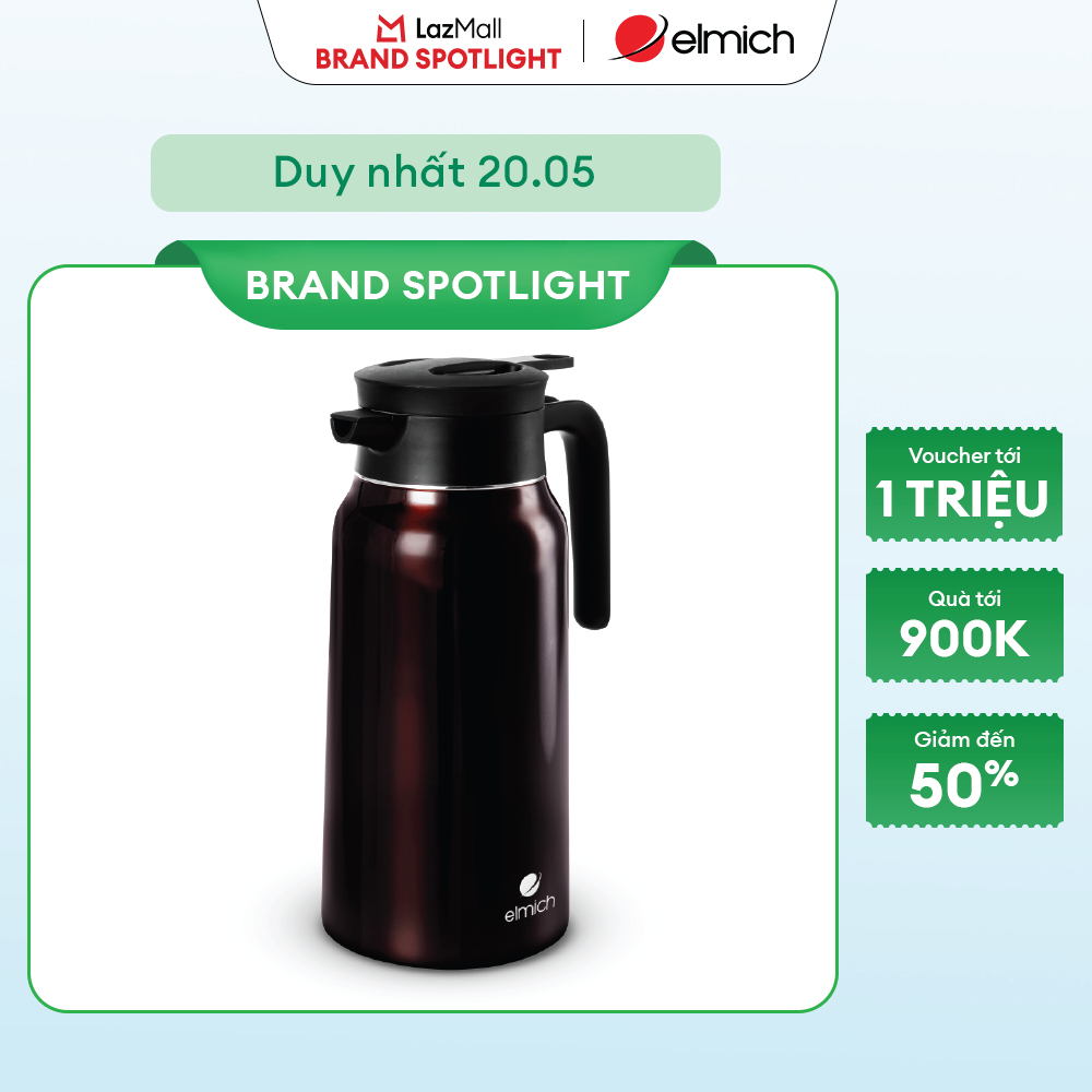 (MEGA 6.6)Bình giữ nhiệt gia đình inox 304 Elmich EL8352 dung tích 1.9L