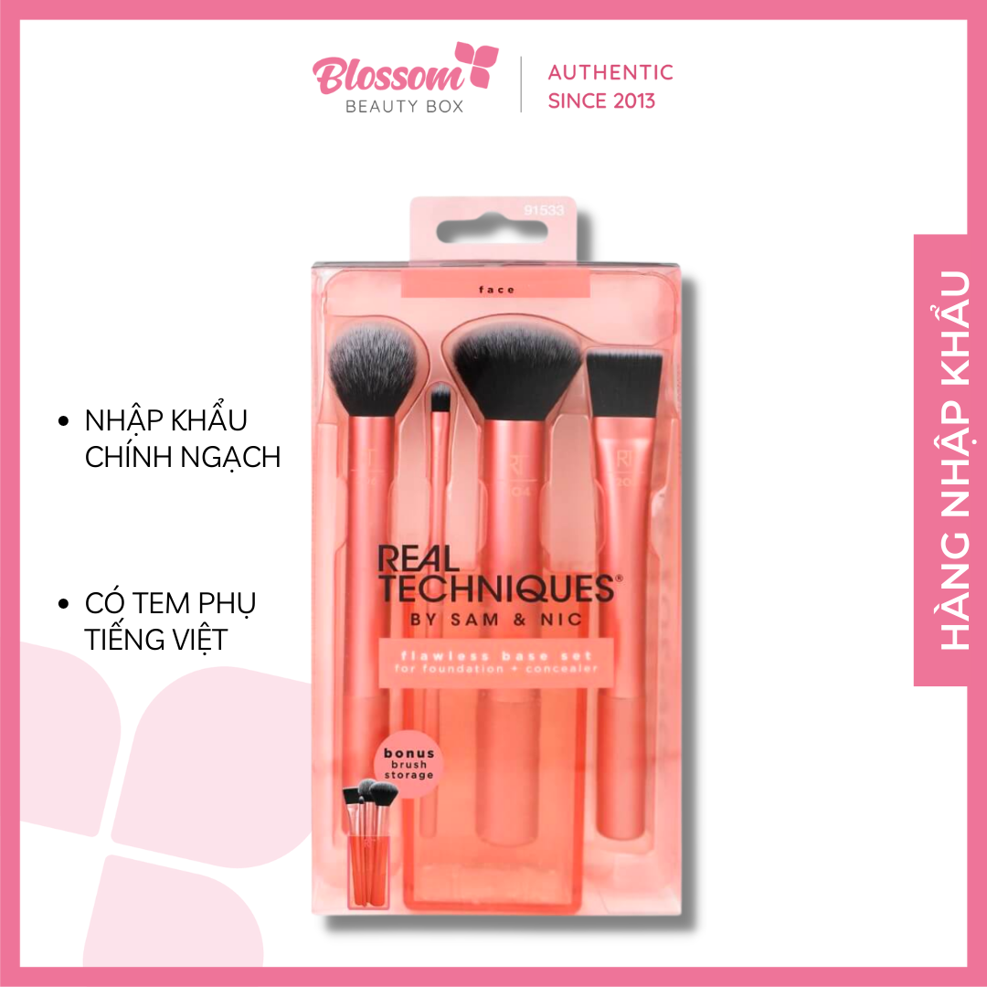 Bộ Cọ Trang Điểm Real Techniques Flawless Base Set #Blossom.beautybox