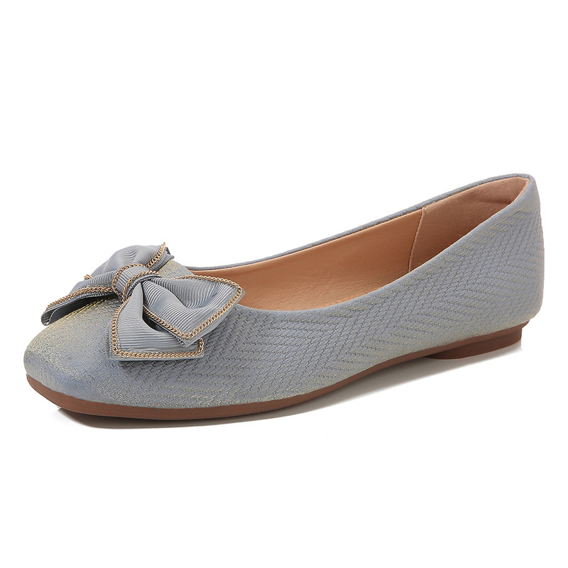 【CW】 New 2022 Cross-Border Autumn Shoes Sweet Gentle Butterfly Clasp Square Toe Rhinestone Comfortable Flats plus Size Soft Bottom Women's Shoes