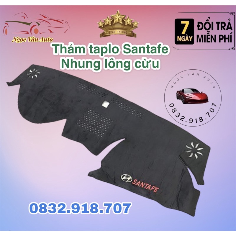 Thảm taplo nhung santafe 2019 2020 2021 nhung lông cừu