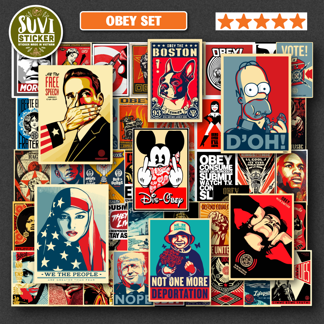 Sticker Obey chống nước dán laptop, điện thoại, đàn guitar, mũ bảo hiểm