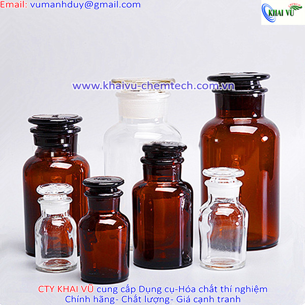 [HCM]Chai thuỷ tinh đựng hoá chất nút mài nắp đậy