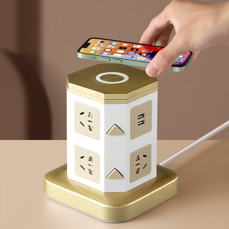 Ổ cắm điện đa năng có sạc không dây 2 cổng USB,3-7 lỗ cắm tải 2500W an toàn chống giật,chịu nhiệt