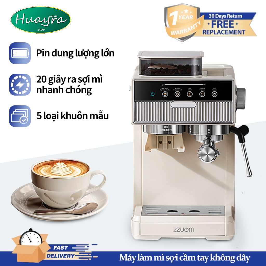  Máy pha cà phê tự động gia dụng nhỏ hai chế độ nóng lạnh máy pha cà phê espresso hạt nghiền 