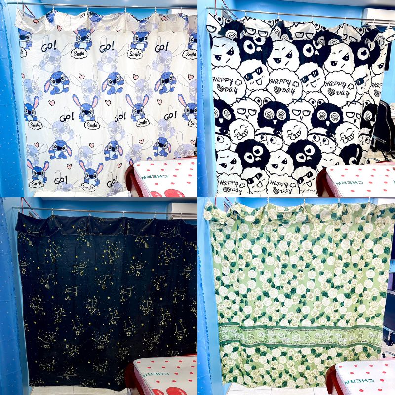 Rido màn cửa CAO 2M ngăn phòng chăn nắng có may sẵn móc treo tặng dây treo (chát để đặt kích thước theo yêu cầu)