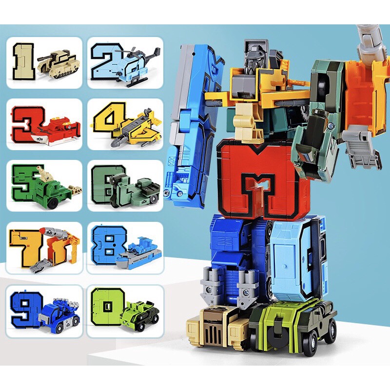 Bộ chữ số biến hình thông minh từ 0-9 lắp ghép thành Robot