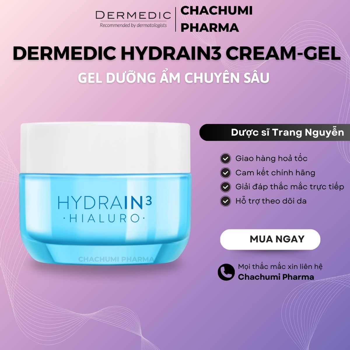 [TPHCM] Kem Dưỡng HA Dermedic Ultra Hydrating Cream Gel 50ml Dưỡng Ẩm Căng Bóng Da