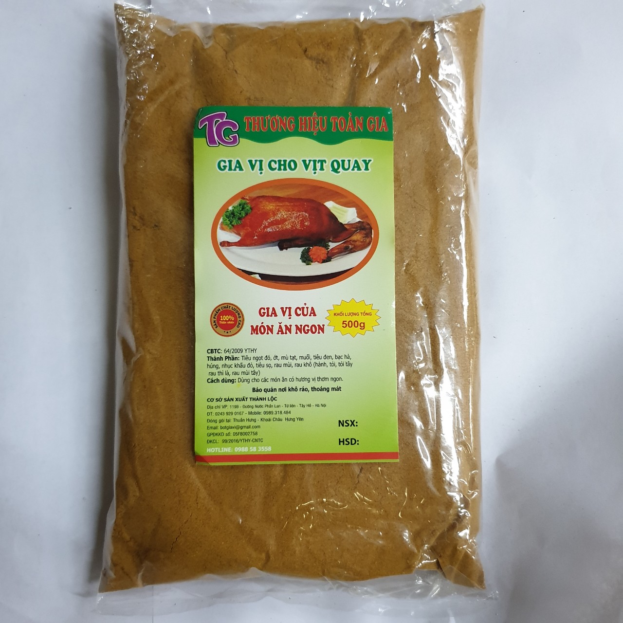 Gia vị vịt quay gói 500g - mang đến hương vị thơm ngon hấp dẫn cho món vịt