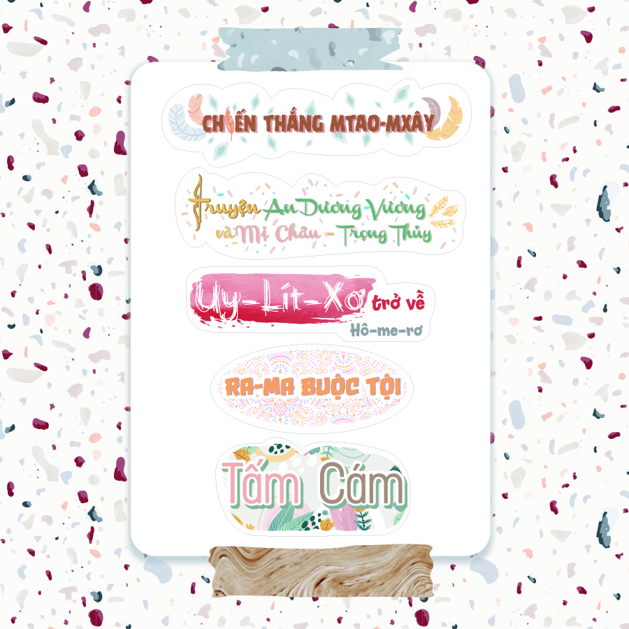 Nhãn dán sticker môn học 10 - Tựa bài ngữ văn