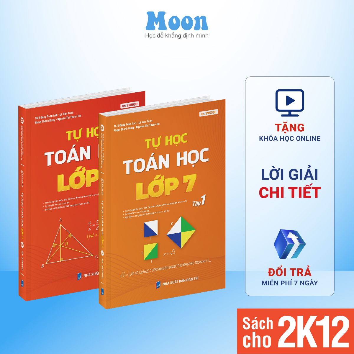 Sách toán lớp 7 chương trình mới Moonbook, sách ID tự học toán 7 kết nối tri thức, cánh diều, chân trời sáng tạo