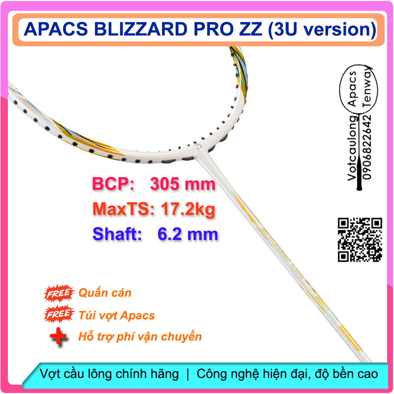 Apacs Blizzard Pro ZZ - 3U Badminton Racket New generation 3U racket with