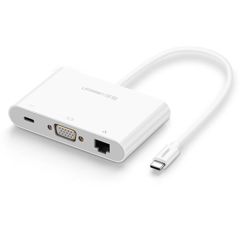 Ugreen 30439 bộ chuyển đổi type c sang usb 3.0 + usb 2.0 + vga + lan + hỗ trợ nguồn type c us182