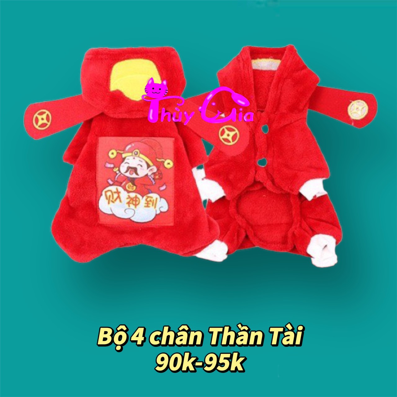 Quần áo tết thần tài tài lộc cho chó mèo thú cưng