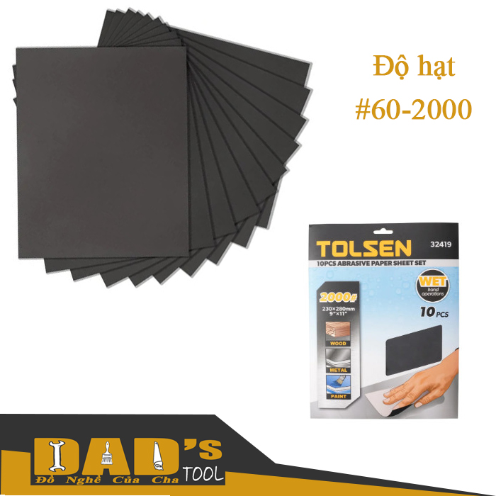 Bộ 10 tờ giấy nhám ướt 230x280mm - tolsen