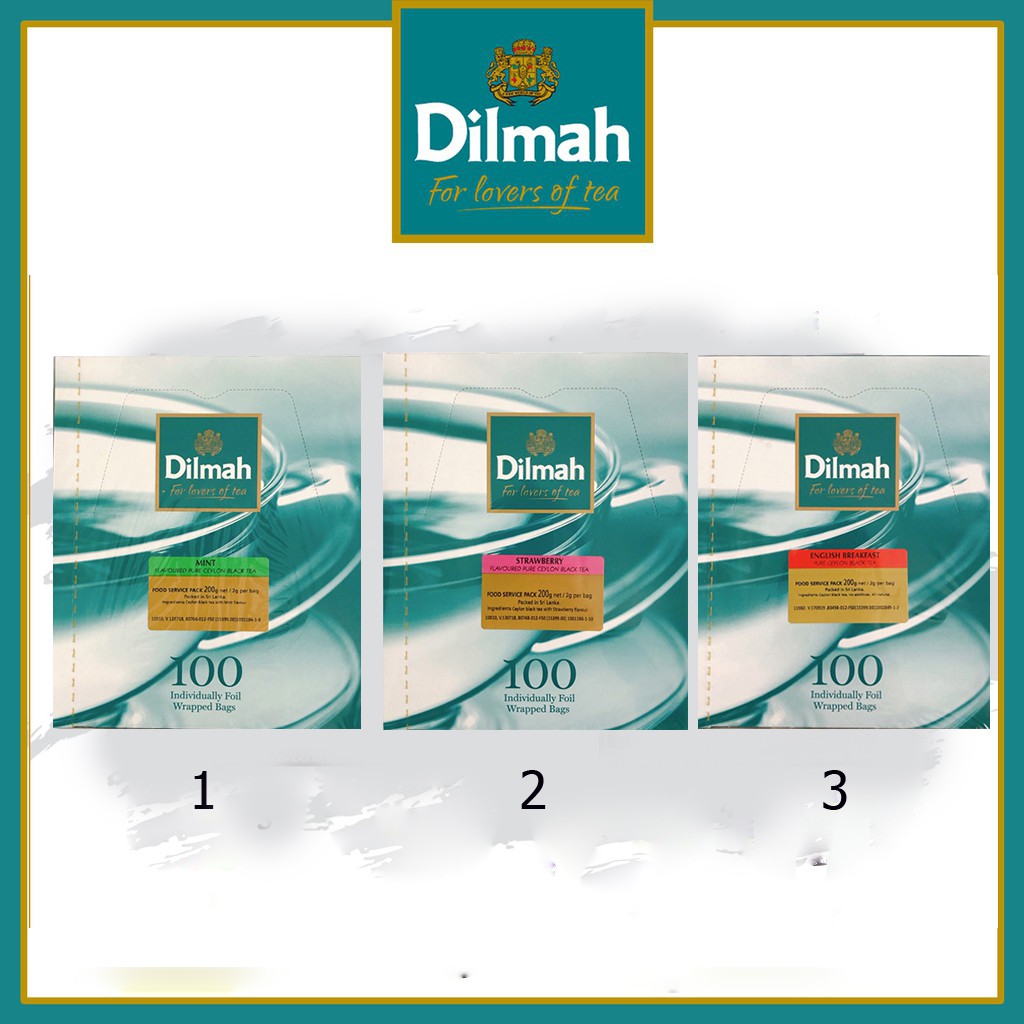 Trà dilmah túi lọc hộp lớn 100 gói 2g các vị dâu làm bằng trà đen nguyên chất