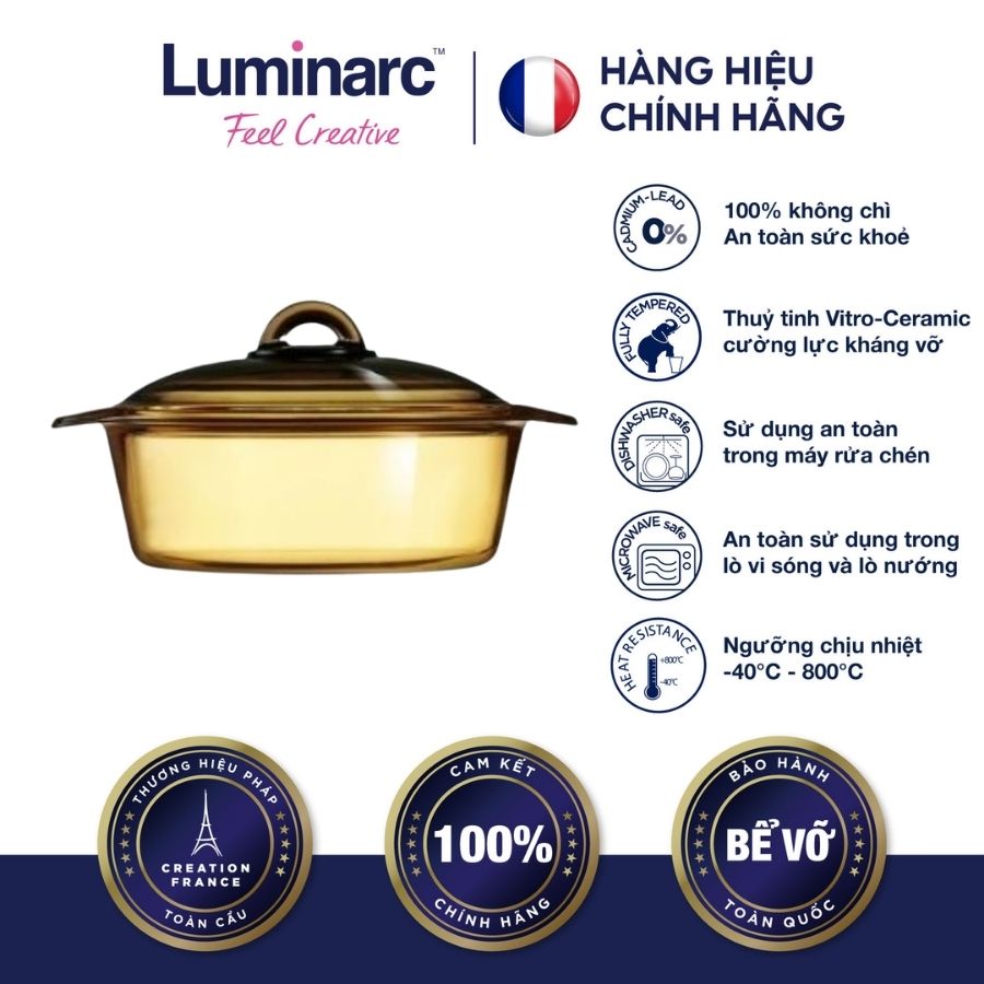 Nồi thuỷ tinh luminarc amberline blooming 1l- lublh6721