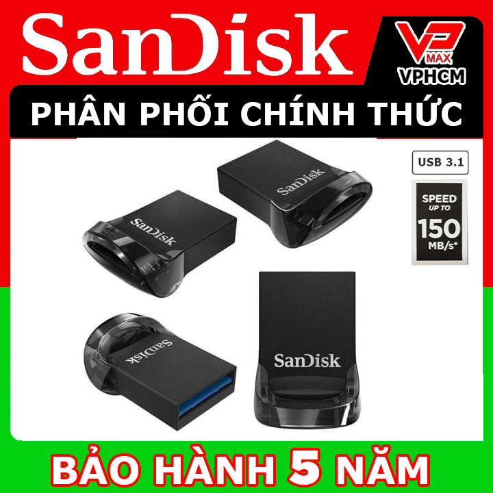 USB 3.1 Sandisk ultra Fit CZ430 32Gb 16GB 130MB/s Thẻ nhớ