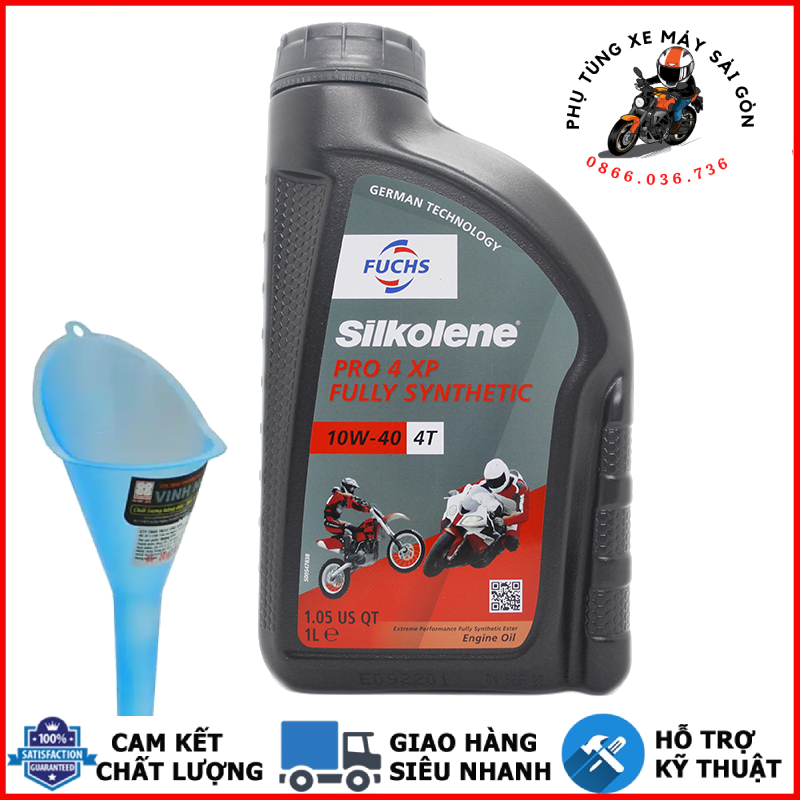Nhớt Fuchs Silkolene Pro 4 10W40 dành cho xe côn tay, PKL - Nhập khẩu Anh [Mua 5 tặng 1 phểu]