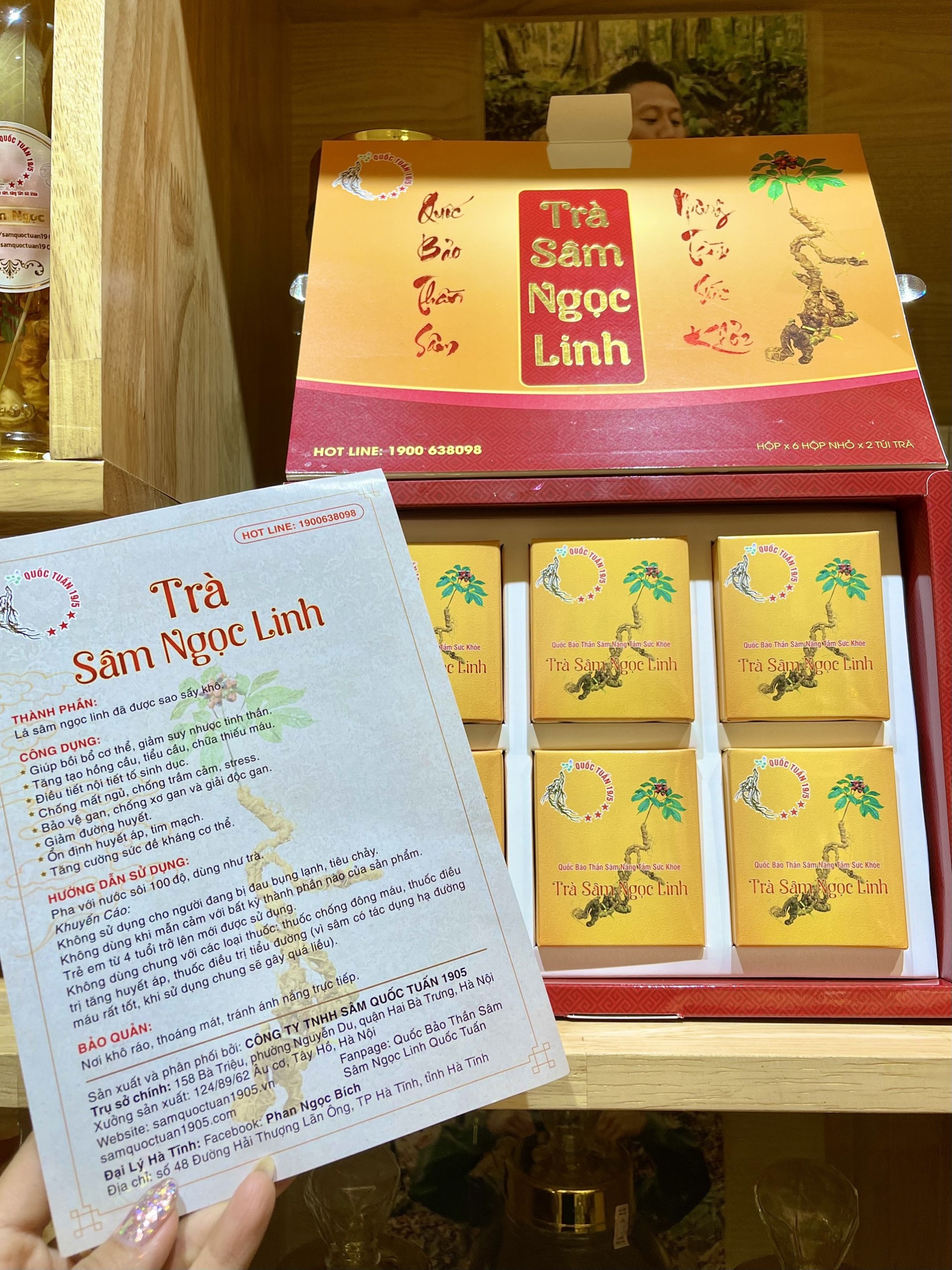 Trà sâm ngọc linh hộp to, 12 gói, mỗi gói 2 gram