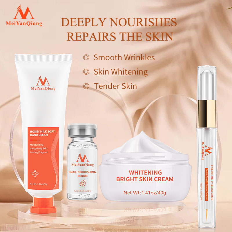 MeiYanQiong Kem trị tàn nhang + kem dưỡng da tay mềm mại chứa mật ong + tinh chất chiết xuất từ hyaluronic acid và dịch ốc sên chất lượng cao 100% giúp làm trắng da + tinh chất thảo dược làm dài lông mi - INTL