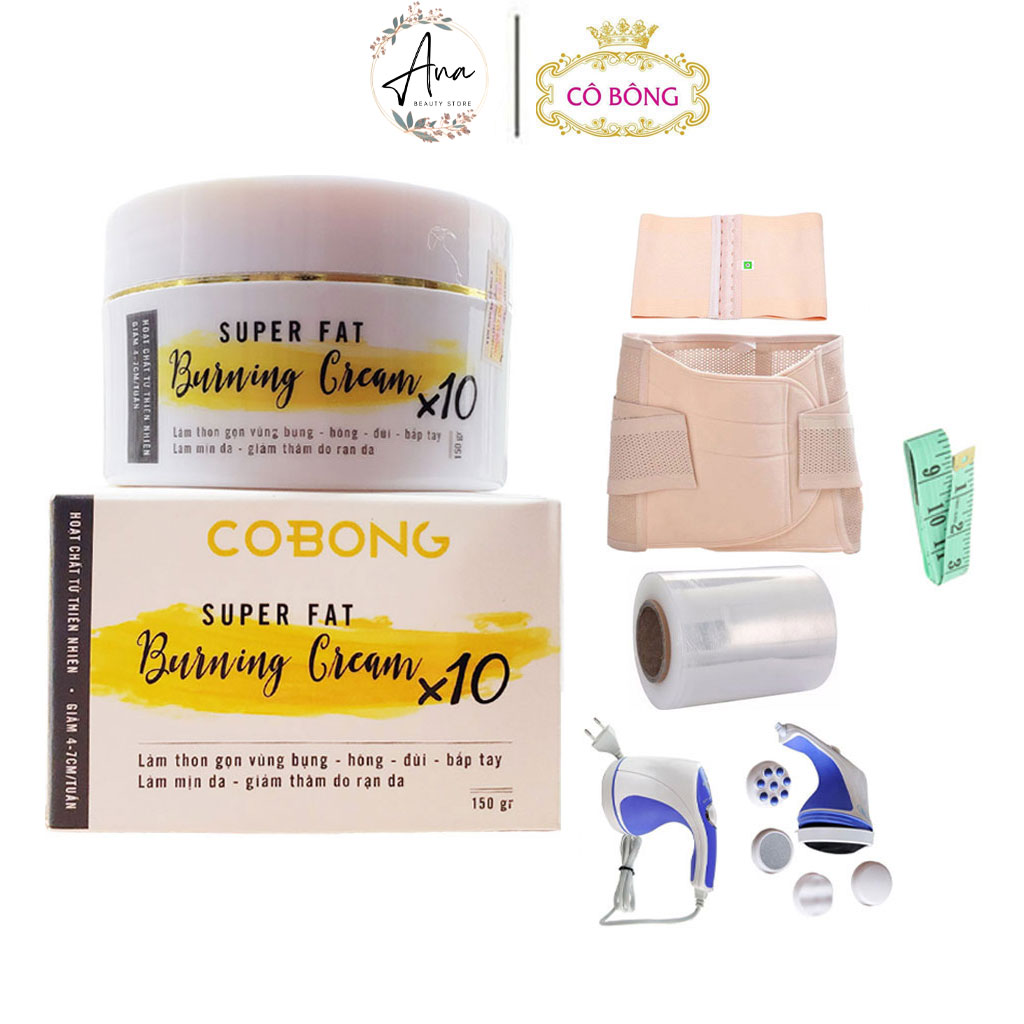 Kem Tan Mỡ Cô Bông 150g Giảm Mỡ Kèm Quà Tặng ( Nịt Bụng - Màng Quấn PE - Máy Massage )