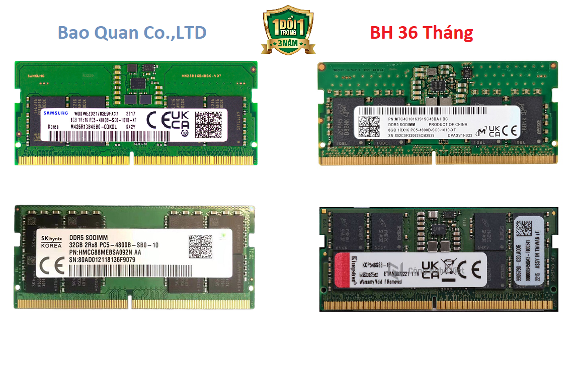 Ram laptop ddr5 samsung - sk hynix - micron - kingston 8gb / 16 gb / 32gb bus 4800