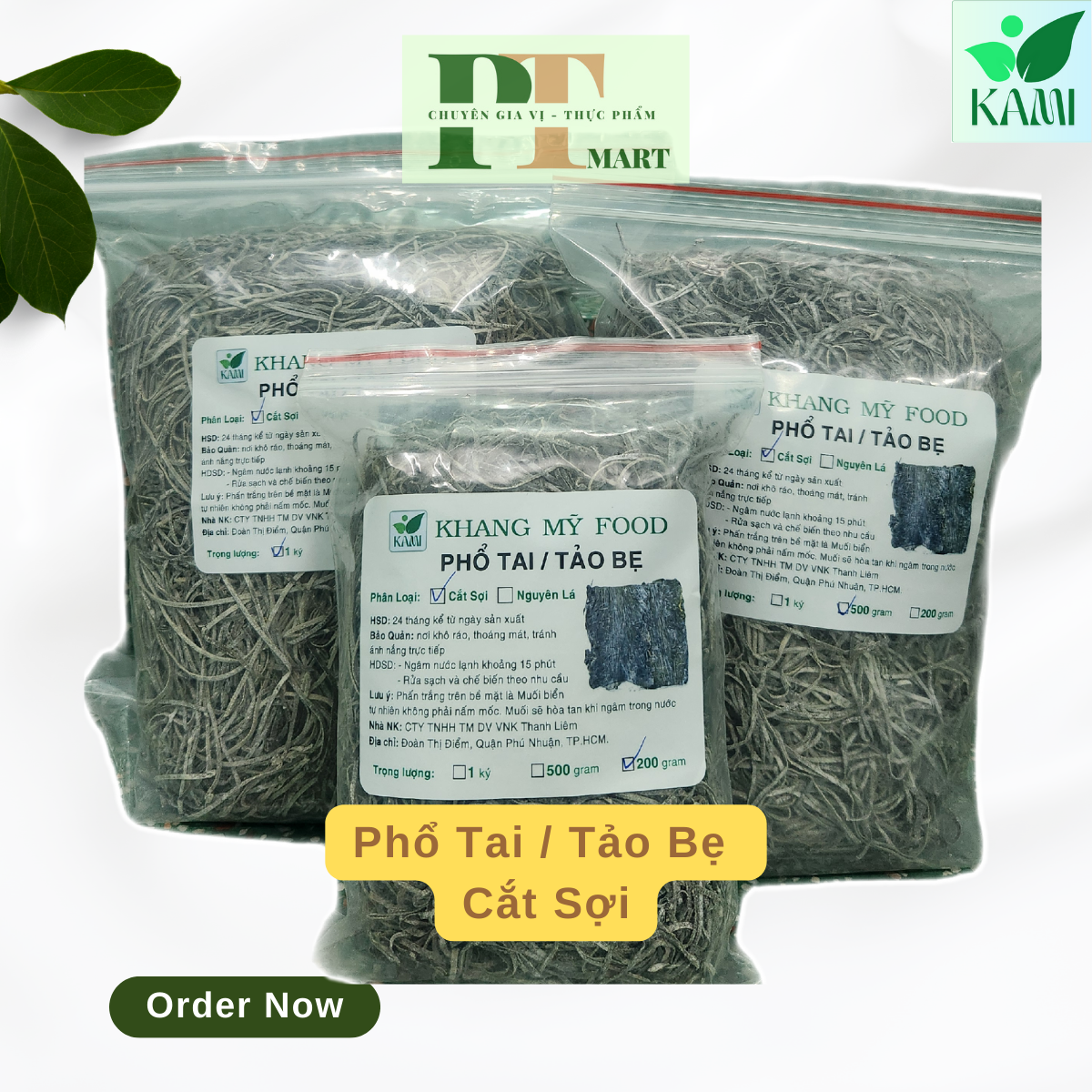 Phổ tai cắt sợi. Nấu chè thanh nhiệt, gỏi rong biển
