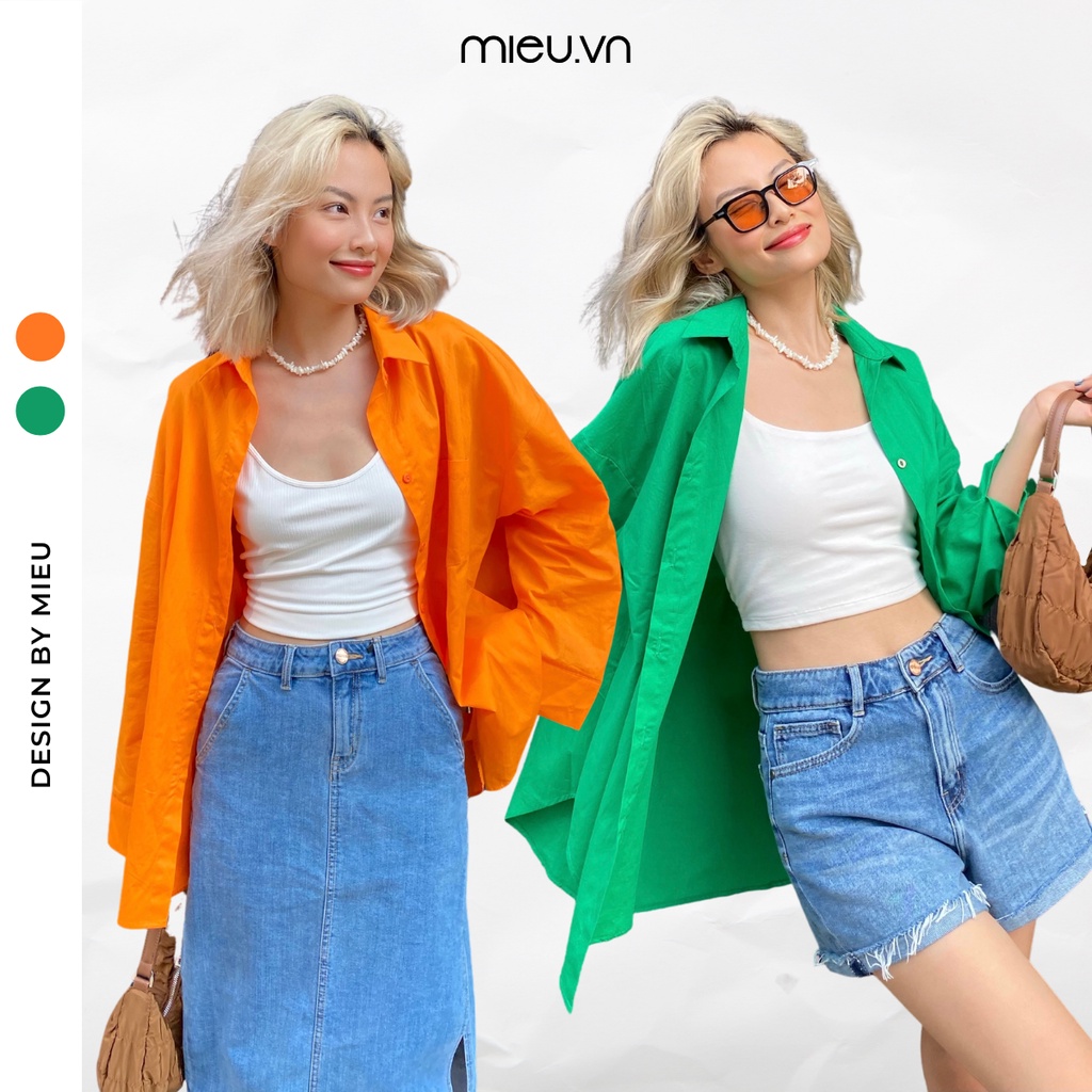 Áo sơmi oversize form rộng trẻ trung năng động freesize MIEU - JF02