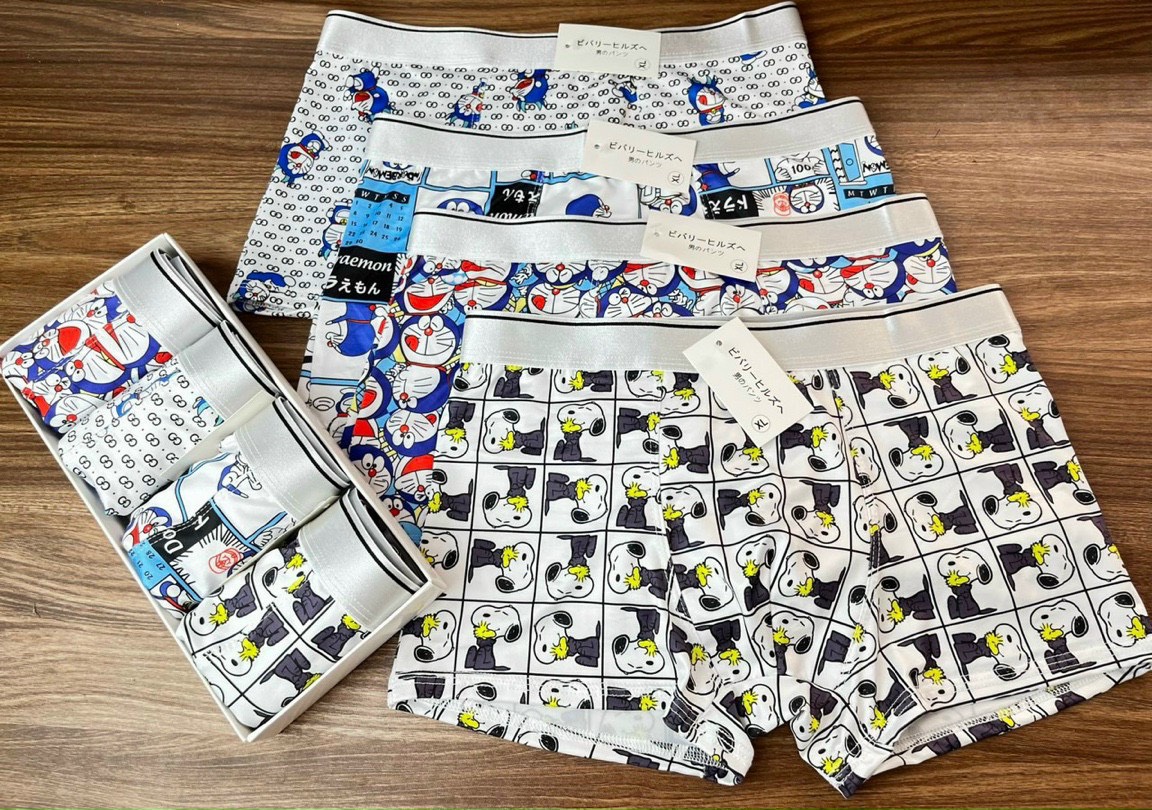 Combo 4 quần lót nam quần sịp đùi boxer hoạt hình doremon Nhiều mẫu