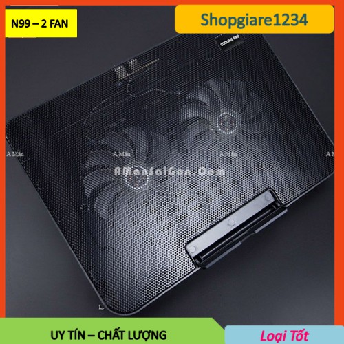 Đế tản nhiệt laptop cooling pad n99 - 2 quạt, đèn led, laptop 13-17''