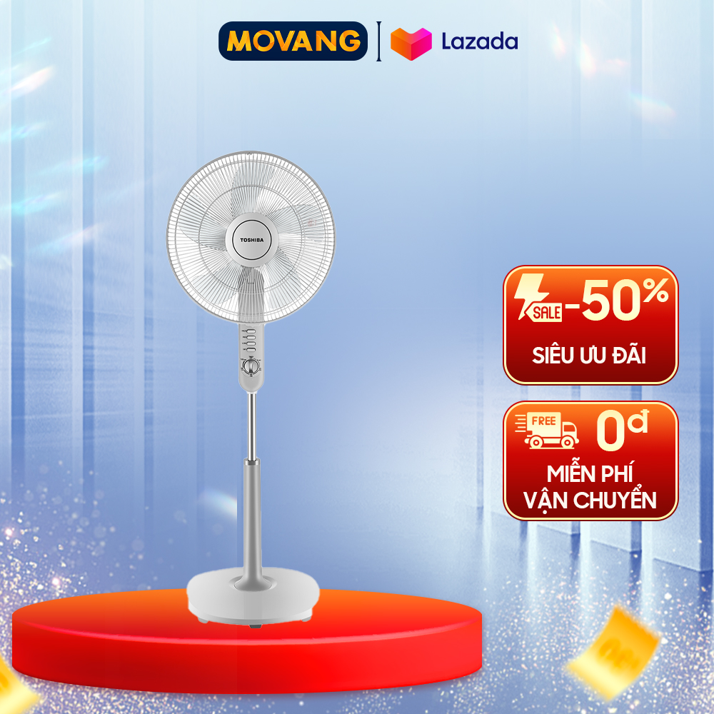 - quạt đứng toshiba f-lsa10vn xám - công suất 50 w loại motor bạc thau 5 cánh quạt