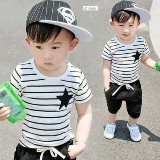 FREESHIP Đồ em bé trai họa tiết kẻ ngang chất cotton co giãn 4 chiều thoáng mát