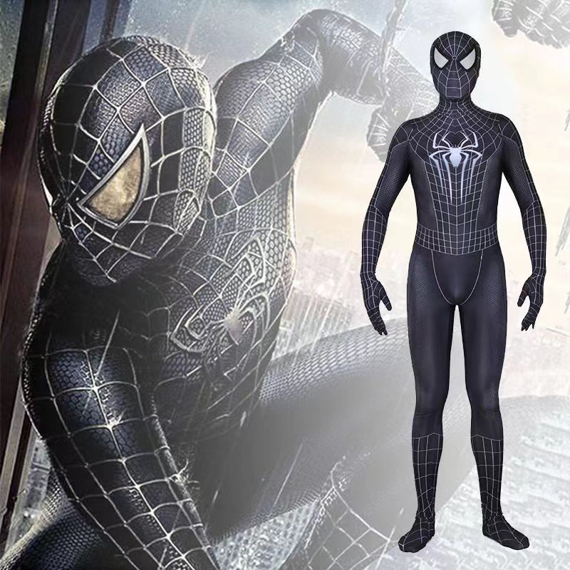 HomeSik Black Spider Man Costume, Marvel Spider man Halloween Cosplay Suit 3D Style for Kids/Adult