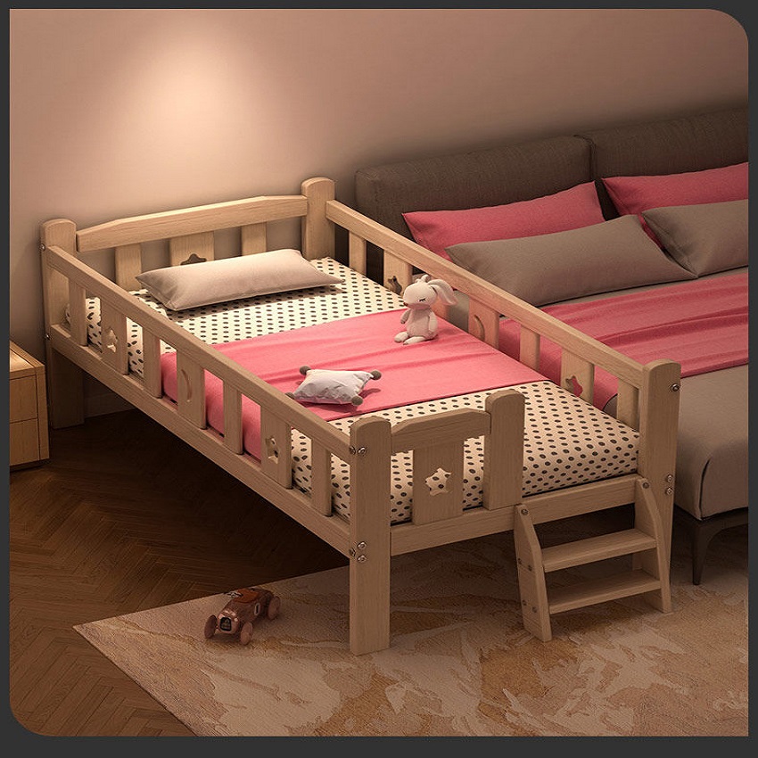 GIƯỜNG NGỦ CHO BÉ , Giường gỗ thông ghép cạnh giường bố mẹ kích thước 150