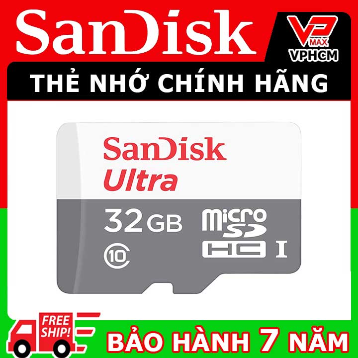 Thẻ nhớ Micro SD 32Gb  Sandisk - 100Mb/s chuyên dùng cho camera - vpmax