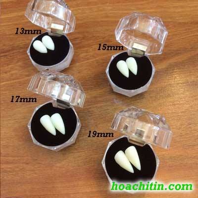 Răng nanh giả ma cà rồng hóa trang halloween kinh dị răng khểnh giả kèm sẵn keo dán và hộp đựng