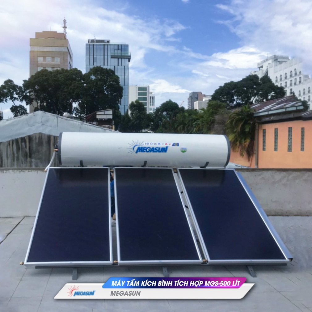 Máy nước nóng tấm phẳng Megasun 500L Không áp