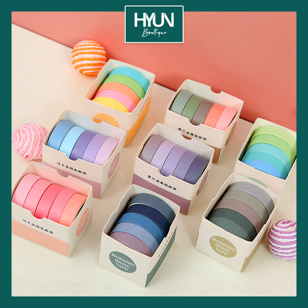 Set 5 cuộn Washi tape pastel dễ thương Hyun Boutique