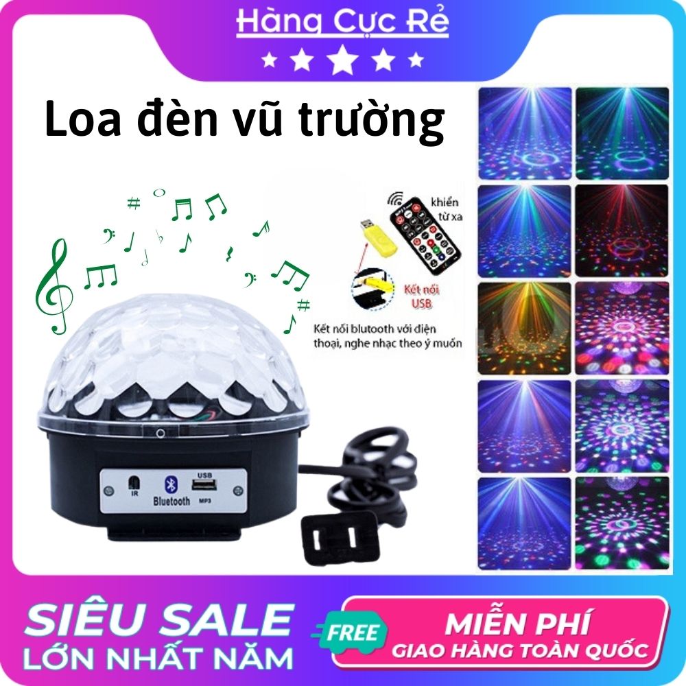 Đèn led kiêm LOA Bluetooth trang trí vũ trường - Trọn bộ gồm 1 đèn chớp nháy theo nhạc, 1 remote điều khiển, 1 usb đã có nhạc sẵn - Shop Hàng Cực Rẻ
