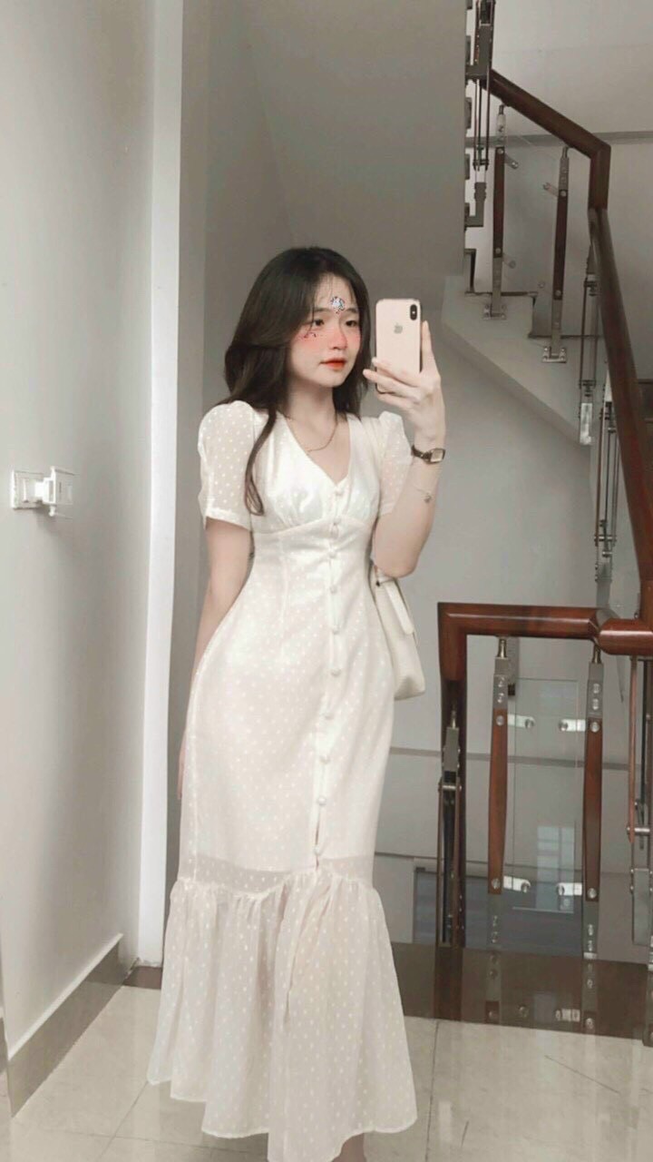 Đầm đuôi cá nút bọc k140|1539210224