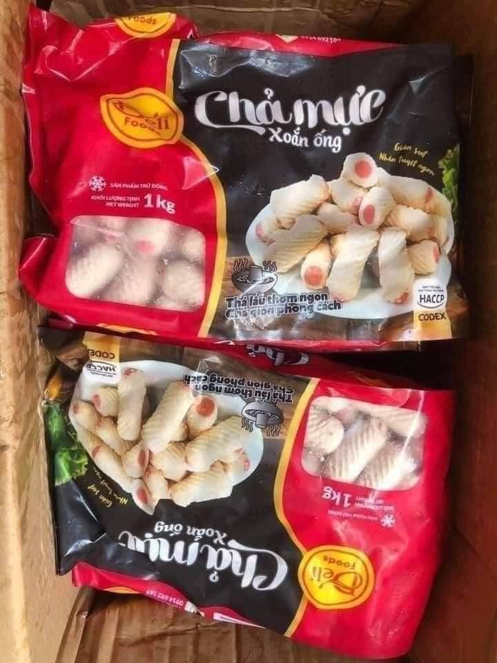 Chả mực xoắn 1kg , Hàng lacusina, chiên, rán, thả lâu siêu ngon