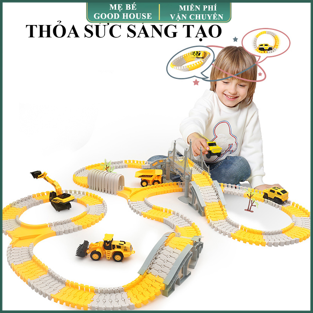 Đồ chơi lắp ghép đường ray ô tô, tàu hỏa cho bé giúp kích thích phát triển trí tuệ trẻ.