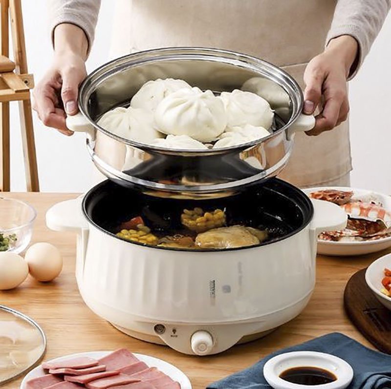 Thanh lý trưng bày 90% - Nồi lẩu điện 4.0L kèm xửng hấp inox